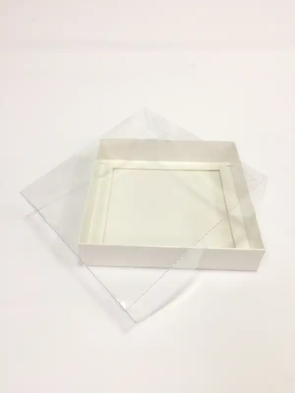 15x15x3 Beyaz Altı Kartonlu Asetat Kutu