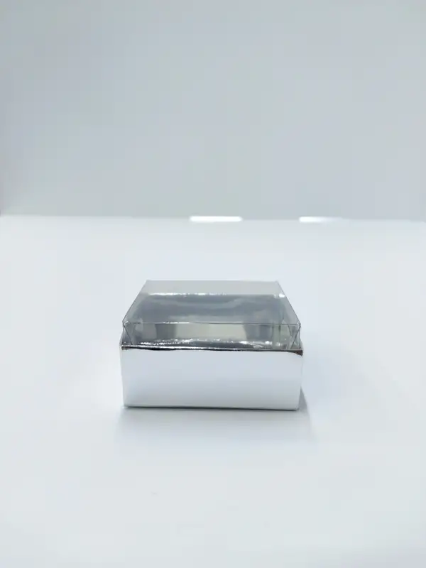 5x5x3 Gümüş Altı Kartonlu Asetat Kutu