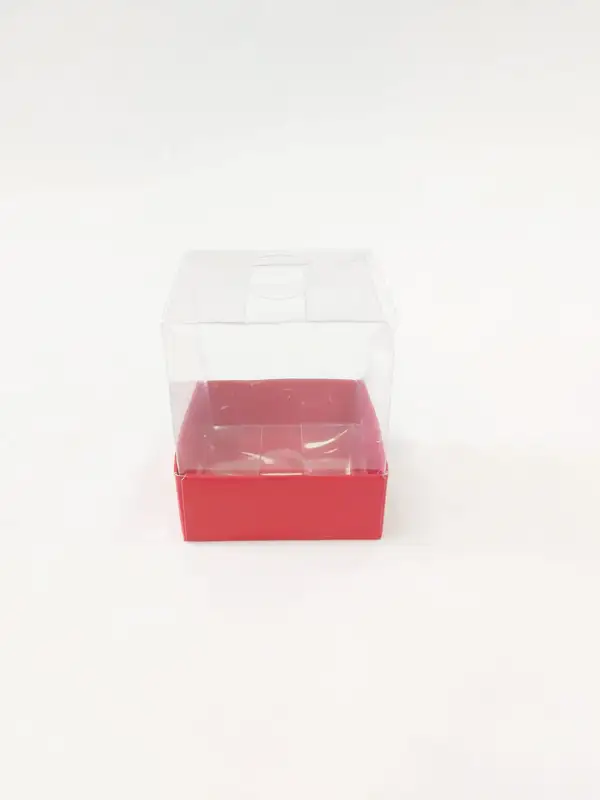 6x6x7 kırmızı Altı Kartonlu Asetat Kutu