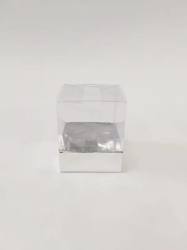 6x6x7 gümüş Altı Kartonlu Asetat Kutu