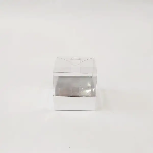 7x7x7 Gümüş Altı Kartonlu Asetat Kutu
