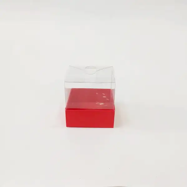 7x7x7 Kırmızı Altı Kartonlu Asetat Kutu