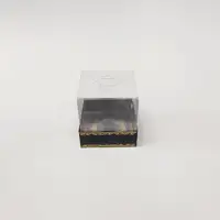 8x8x8 Altın Yaldızlı Siyah Altı Kartonlu Asetat Kutu - Görsel 1