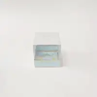 8x8x8 Altın Yaldızlı Mavi Altı Kartonlu Asetat Kutu - Görsel 1