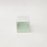 8x8x8 Altın Yaldızlı Mint Yeşili Altı Kartonlu Asetat Kutu - Görsel 1