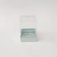 8x8x11 Altın Yaldızlı Mavi Altı Kartonlu Asetat Kutu - Görsel 1