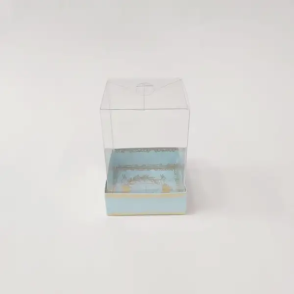 8x8x11 Altın Yaldızlı Mavi Altı Kartonlu Asetat Kutu