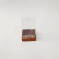 8x8x11 Altın Yaldızlı Bordo Altı Kartonlu Asetat Kutu - Görsel 1