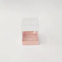 8x8x11 Altın Yaldızlı Bordo Altı Kartonlu Asetat Kutu - Görsel 1
