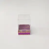 8x8x11 Altın Yaldızlı Mor Altı Kartonlu Asetat Kutu - Görsel 1