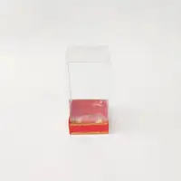 8x8x16 Altın Yaldızlı Kırmızı Altı Kartonlu Asetat Kutu - Görsel 1