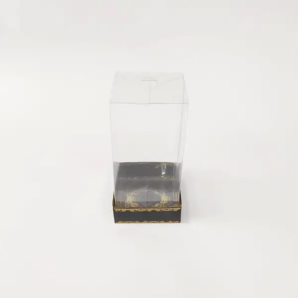 8x8x16 Altın Yaldızlı Siyah Altı Kartonlu Asetat Kutu