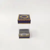 8x8x16 Çiftli Altın Yaldızlı Lacivert Kutu - Görsel 1