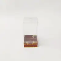 8x8x16 Altın Yaldızlı Bordo Altı Kartonlu Asetat Kutu - Görsel 1