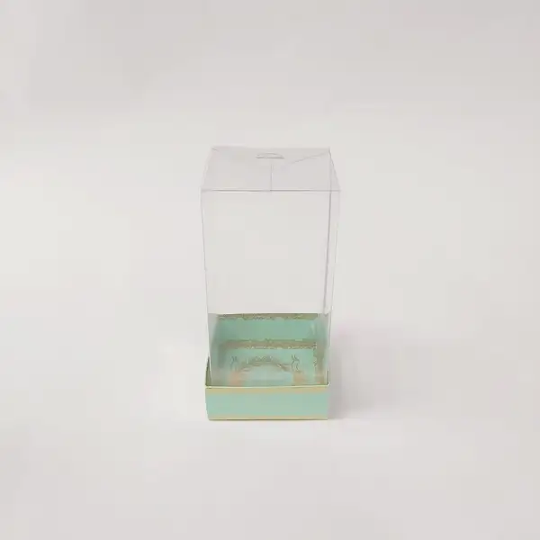 8x8x16 Altın Yaldızlı Mint Yeşil Altı Kartonlu Asetat Kutu