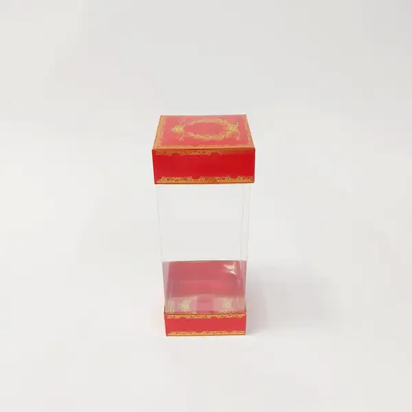 8x8x20 Çiftli Altın Yaldızlı Kırmızı Kutu