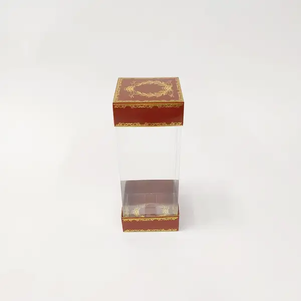 8x8x20 Çiftli Altın Yaldızlı Bordo Kutu - Mağaza