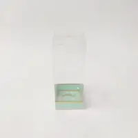 8x8x20 Altın Yaldızlı Mint Yeşil Altı Kartonlu Asetat Kutu - Görsel 1