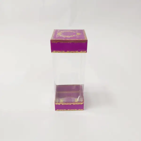 8x8x20 Çiftli Altın Yaldızlı Mor Kutu