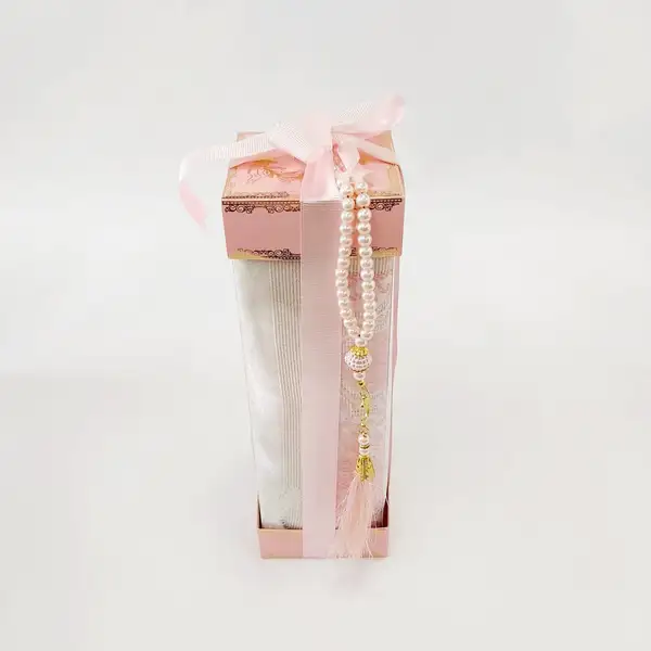 8x8x25 Altın Yaldızlı Pembe Kutu