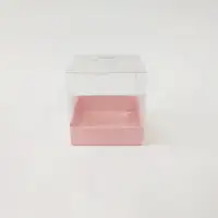 9x9x9 Pembe Alt Üst Kartonlu Asetat Kutu - Görsel 1