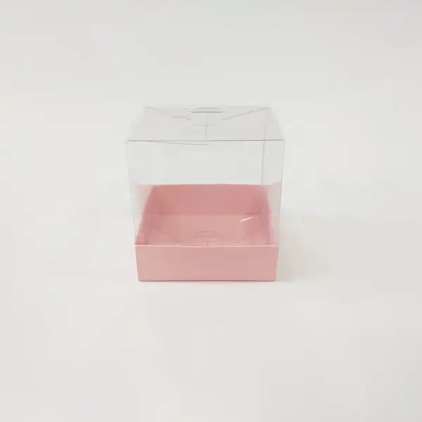 9x9x9 Pembe Alt Üst Kartonlu Asetat Kutu