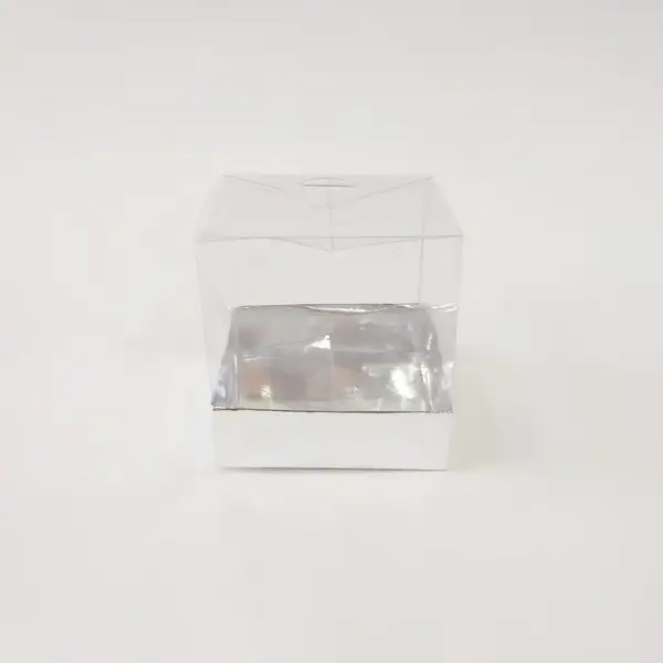 9x9x9 Gümüş Alt Üst Kartonlu Asetat Kutu