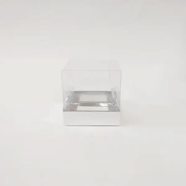 10x10x10 Gümüş Altı Kartonlu Asetat Kutu