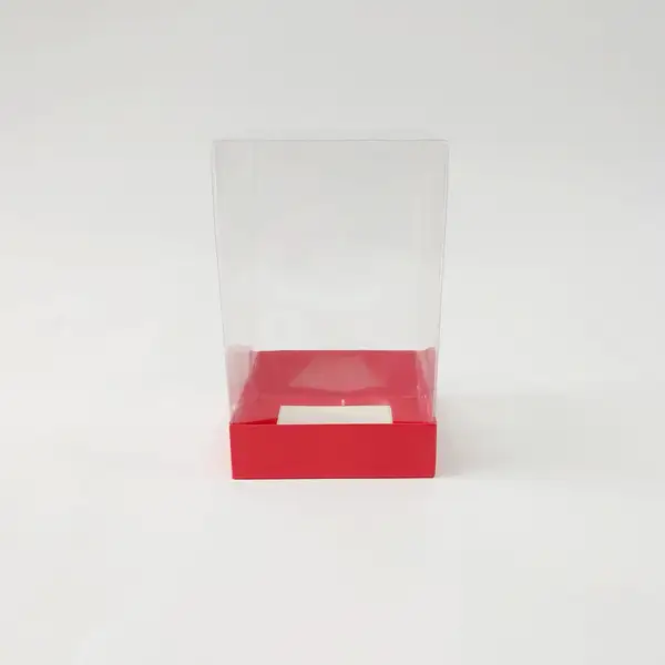 10x10x16 Kırmızı Altı Kartonlu Asetat Kutu