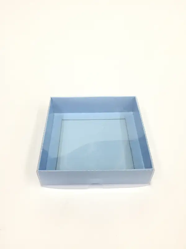 12x12x3  Mavi  Altı Kartonlu Asetat Kutu