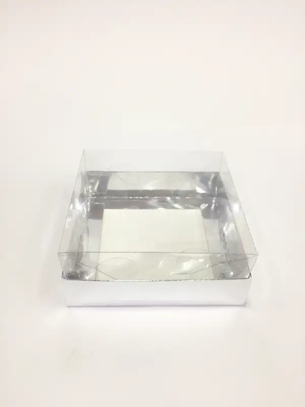 12x12x5 Gümüş Altı Kartonlu Asetat Kutu