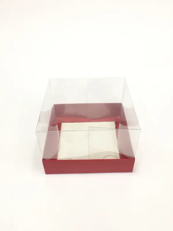 12x12x8 Kırmızı Altı Kartonlu Asetat Kutu