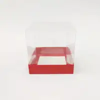 12x12x12 Kırmızı Altı Kartonlu Asetat Kutu - Görsel 1