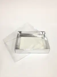 15x12x3 Gümüş Altı Kartonlu Asetat Kutu - Görsel 1