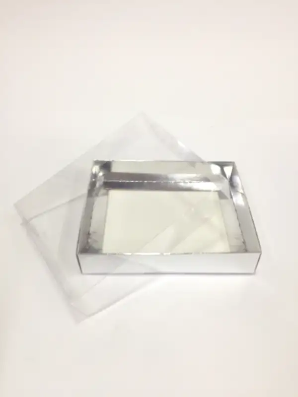 15x12x3 Gümüş Altı Kartonlu Asetat Kutu