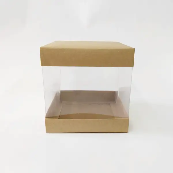 15x15x15 Kraft Alt Üst Kartonlu Asetat Kutu