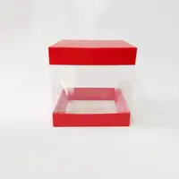 15x15x15 Kırmızı Alt Üst Kartonlu Asetat Kutu - Görsel 1