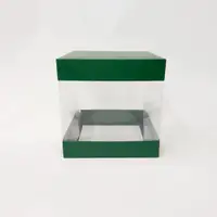 15x15x15 Yeşil Alt Üst Kartonlu Asetat Kutu - Görsel 1