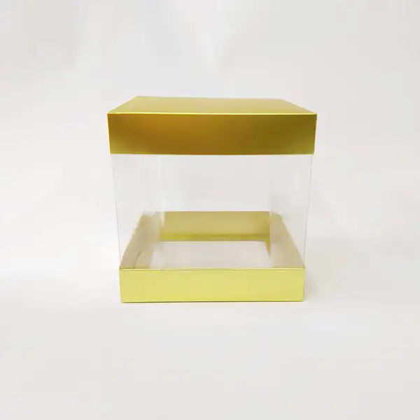 15x15x15 Altın Alt Üst Kartonlu Asetat Kutu
