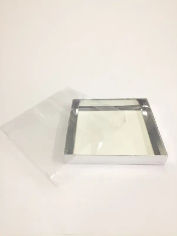 20x20x3 Gümüş Altı Kartonlu Asetat Kutu