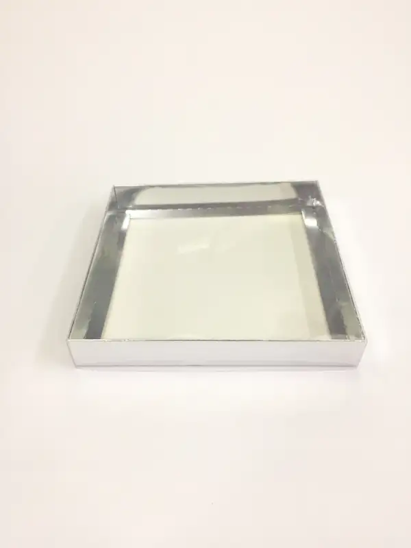 20x20x3 Gümüş Altı Kartonlu Asetat Kutu