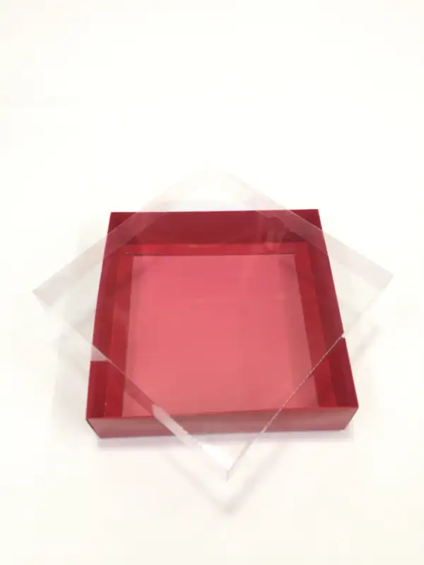 20x20x5 Kırmızı Altı Kartonlu Asetat Kutu