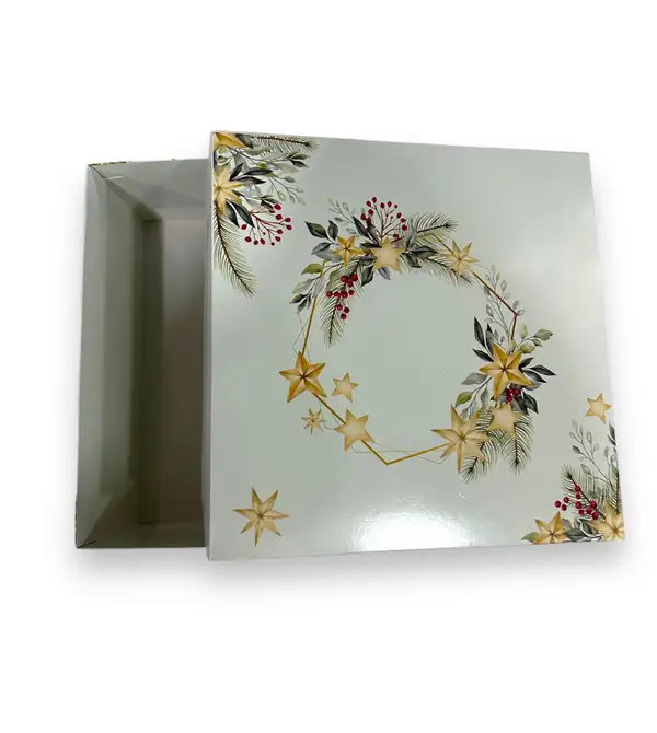 25x25x12 Beyaz Yılbaşı Kutusu