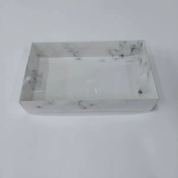 25x15x5 Mermer Desenli Altı Kartonlu Asetat Kutu