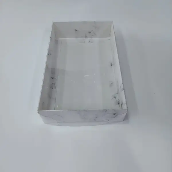 25x15x5 Mermer Desenli Altı Kartonlu Asetat Kutu