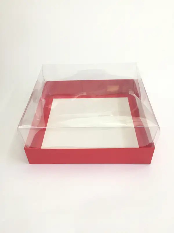 25x25x10 Kırmızı Altı Kartonlu Asetat Kutu