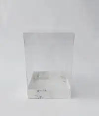 20x20x30 beyaz Mermer  Altı Kartonlu Asetat Kutu - Görsel 1