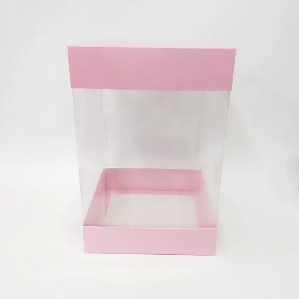 20x20x30 Pembe Alt Üst Kartonlu Asetat Kutu
