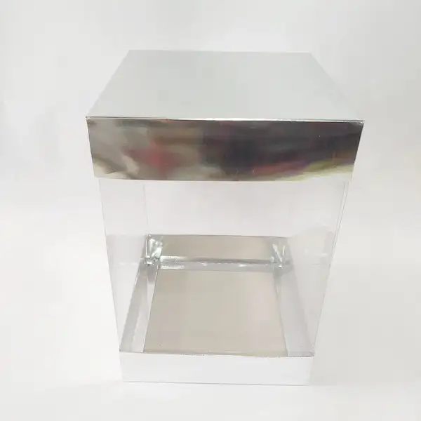 20x20x30 Gümüş Alt Üst Kartonlu Asetat Kutu