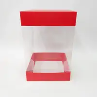 20x20x30 Kırmızı Alt Üst Kartonlu Asetat Kutu - Görsel 1